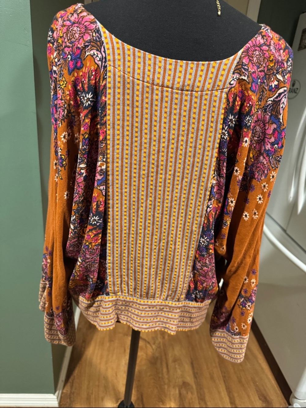 Free People Mix N Match Boho Floral Kimono Blouse Sz XL - Picture 4 of 9